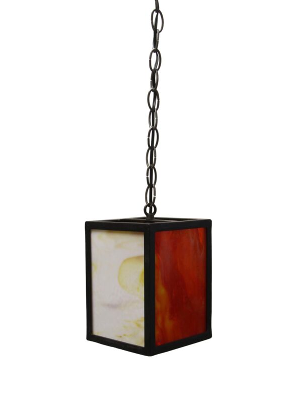 Down Lights - Modern Red & White Iron & Stained Glass Pendant Light