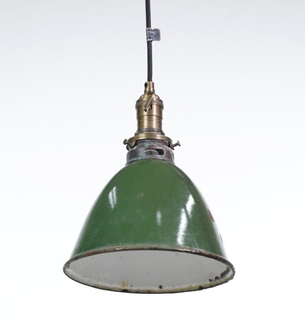 Industrial 8.25 in. Green Steel Shade Black Cord Pendant