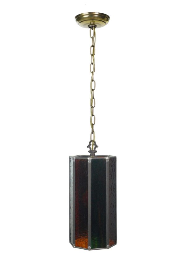 Down Lights - Traditional Leaded Multi Colored Stained Glass Lantern Pendant Light