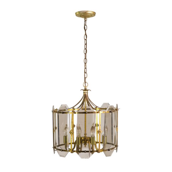 Drums - Modern 8 Arm Polished Brass Glass Lantern Pendant Light