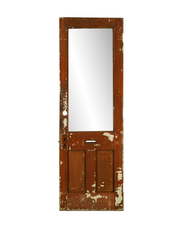 Entry Doors - Antique 1 Beveled Glass Lite 2 Pane Wood Entry Door 88.375 x 29.625