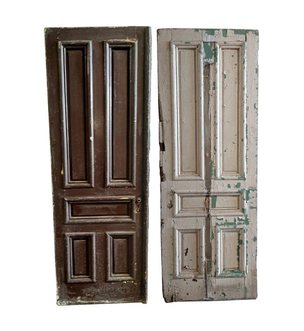 Entry Doors - Antique 5 Pane Wood Entry Double Doors 85 x 58