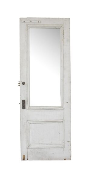 Entry Doors - Antique Single Lite White Wood Entry Door 89.5 x 31.875