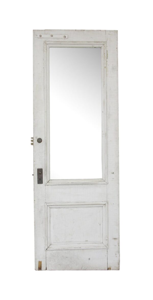 Entry Doors - Antique Single Lite White Wood Entry Door 89.5 x 31.875