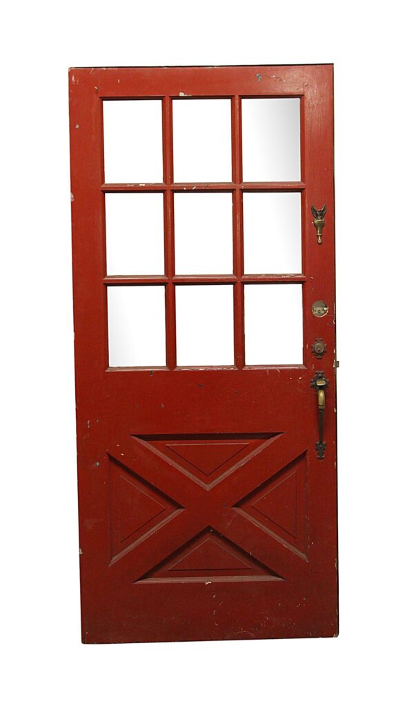 Entry Doors - Red Barn Style 9 Lite Wood Entry Door 79 x 36