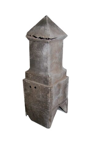 Galvanized steel roof finial with a pointed top and square tapered body, shown in a straight-on product view.