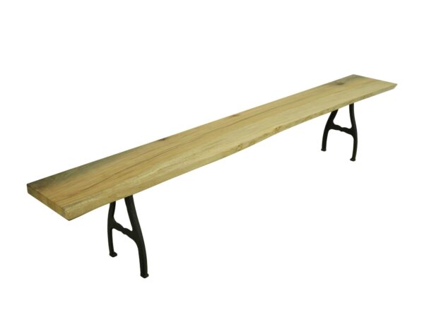Farm Tables - Handcrafted 7.6 ft Live Edge Sycamore Cast Iron Legs Bench