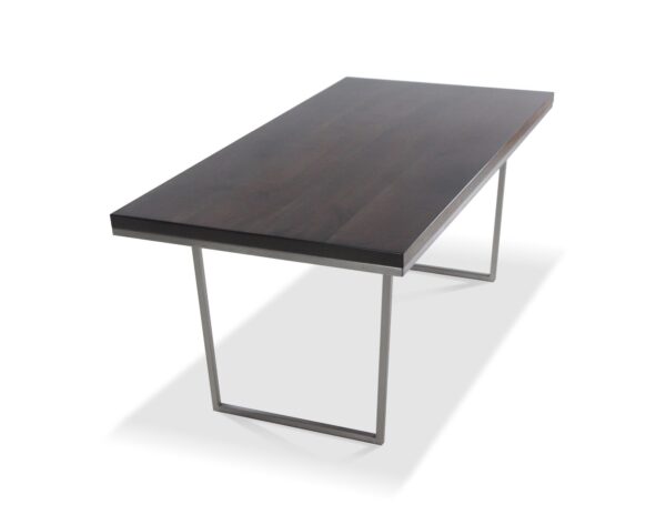 Farm Tables - Handmade Dark Walnut Table with Brushed Steel Tube Base