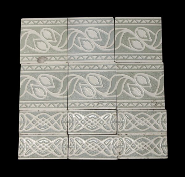 Fireplace Surrounds - Reclaimed Mint Green & White Floral Surround