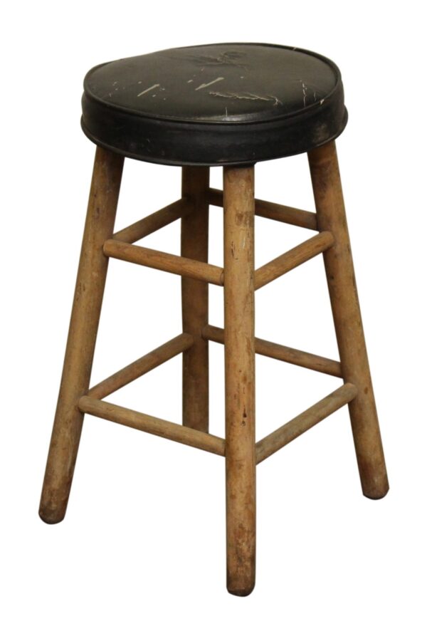 Flea Market - Wood & Black Vinyl Stool