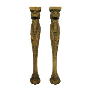 Flooring & Antique Wood - Pair of Carved Chestnut Baboons Furniture Carvings