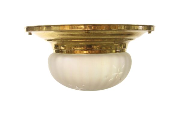 Flush & Semi Flush Mounts - 1920s Opalescent Fluted Globe Brass Flush Mount