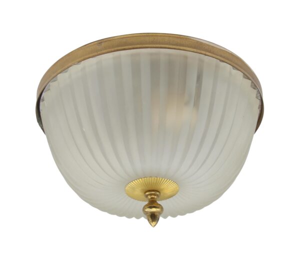 Flush & Semi Flush Mounts - 1960s Elegant Frosted Prism Glass Dome Flush Mount Light