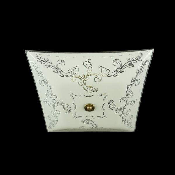 Flush & Semi Flush Mounts - 1960s Mid Century Modern Paisley Scroll White Semi Flush Light