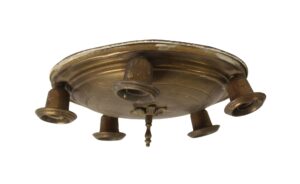 Flush & Semi Flush Mounts - Traditional Brass 5 Light Pan Flush Mount Ceiling Fixture