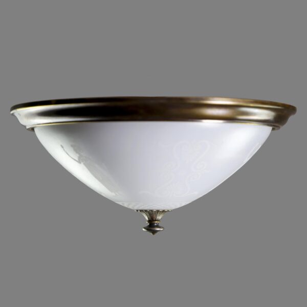 Flush & Semi Flush Mounts - Traditional Stueben Greek Glass & Bronze Flush Mount Dome Light