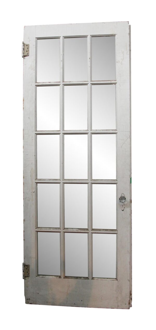 French Doors - Antique 15 Lite White Wood French Door 94.5 x 36