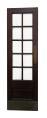 Narrow dark wood door with 10 square glass lites and one lower wood panel.