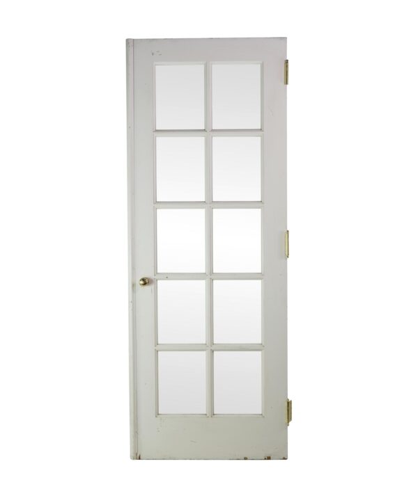 French Doors - Vintage 10 Glass Lite Painted Wood French Door 81 x 30