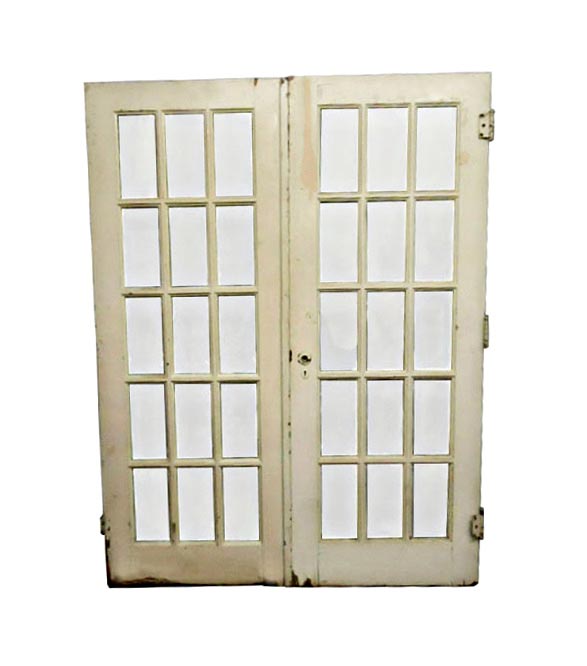 French Doors - Vintage 15 Lites French Double Doors 80 x 60