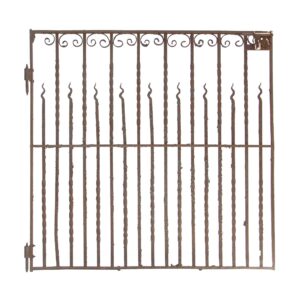 Gates - Antique 1930s Wrought Iron Flame Finials Gate 44 x 42