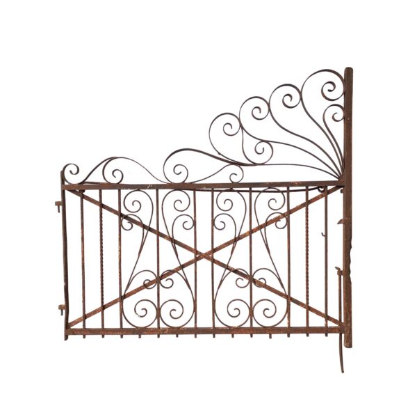 Gates - Antique Large Scrolling Wrought Iron Garden Gate Half