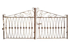 Gates - Reclaimed 111 in. Ovals & Swirls Wrought Iron Double Driveway Gates