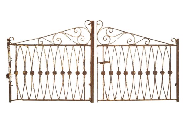 Gates - Reclaimed 111 in. Ovals & Swirls Wrought Iron Double Driveway Gates