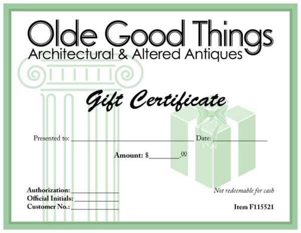 Gift Certificates - Olde Good Things Gift Certificate