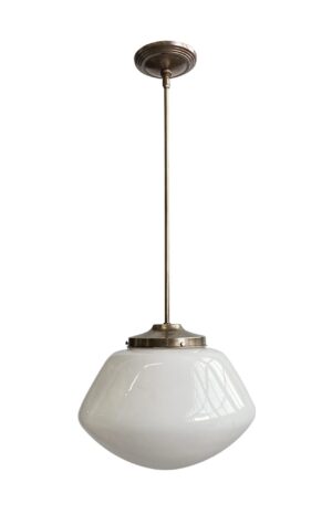 Globes - 1940s Schoolhouse 14 in. Globe Brass Pole Pendant Light