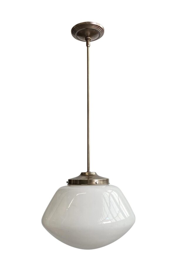 Globes - 1940s Schoolhouse 14 in. Globe Brass Pole Pendant Light