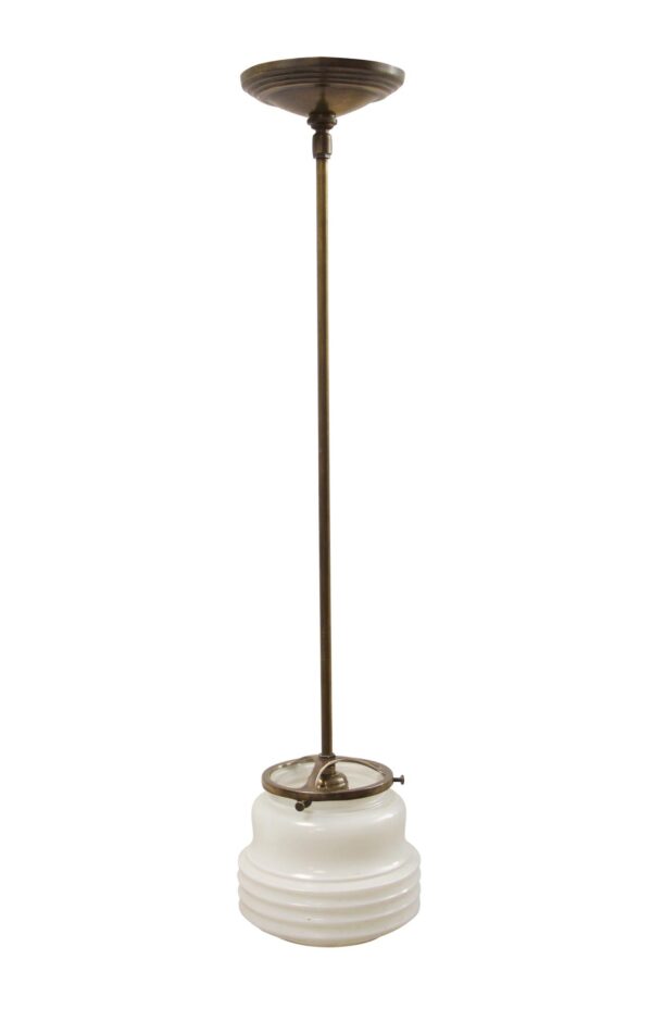 Globes - 1950s Milk Glass 5.5 in. Globe Brass Pole Pendant Light