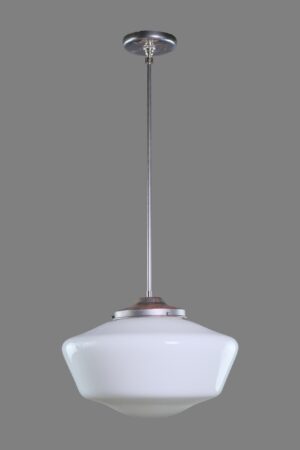 Globes - Antique 14 in. Large Milk Glass Schoolhouse Pole Pendant Light