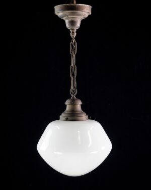 Globes - Antique Schoolhouse Milk Glass & Bronze 12.5 in. Pendant Light