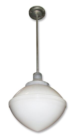 Globes - Art Deco School House Light with Original Aluminum Pole Fitter