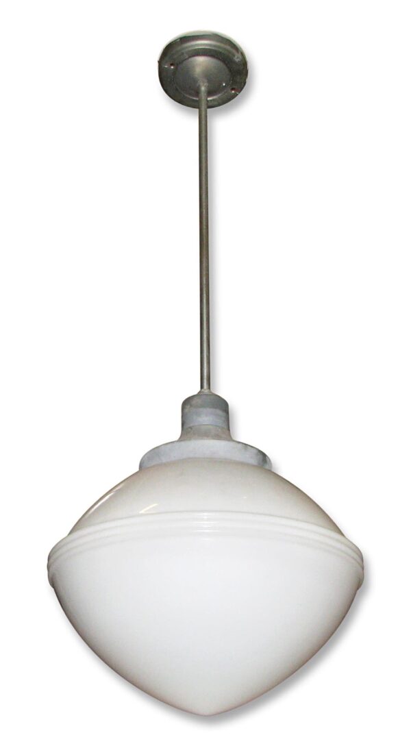 Globes - Art Deco School House Light with Original Aluminum Pole Fitter