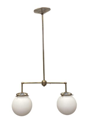 Globes - Double Arm Milk Glass Pendant Globe Fixture