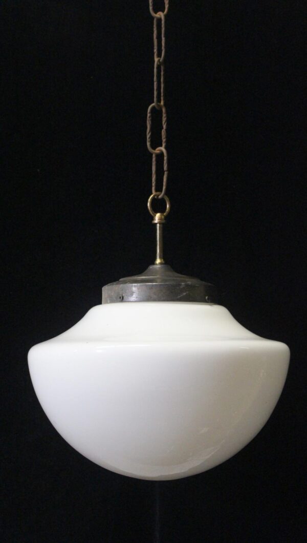 Globes - Hand Blown Mushroom Milk Glass School House Pendant Light