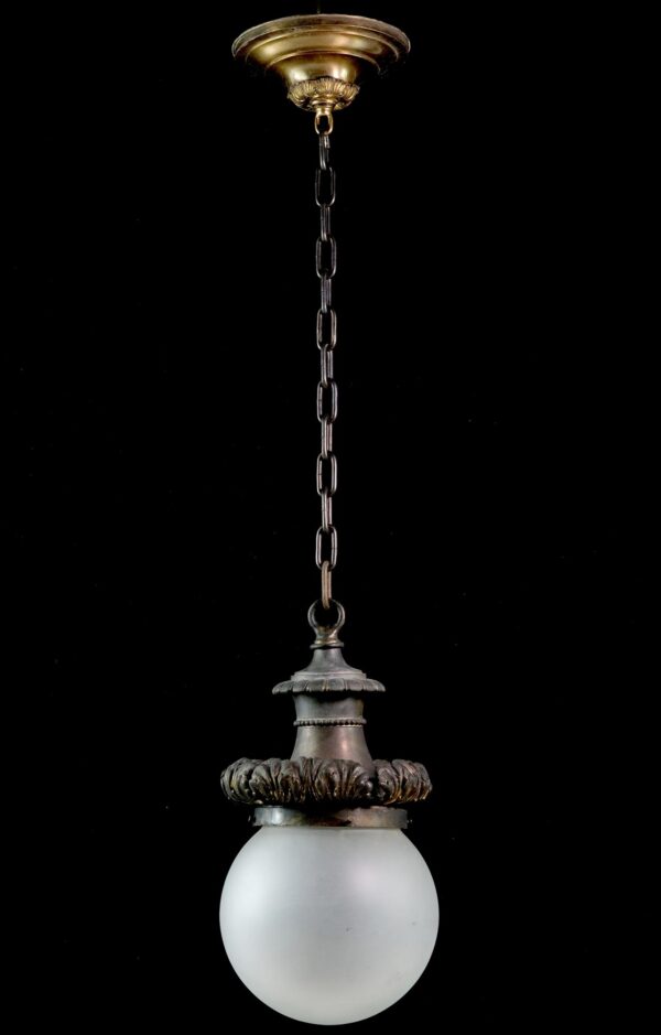 Globes - Large Turn of the Century Spherical Bank Pendant Light