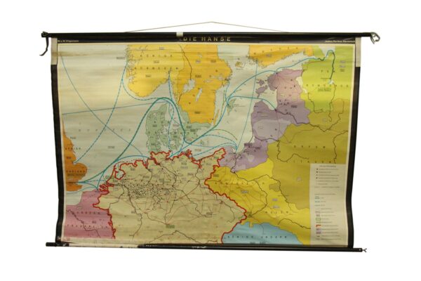 Globes & Maps - Vintage Dies Hanse Norwegian Germany School Map