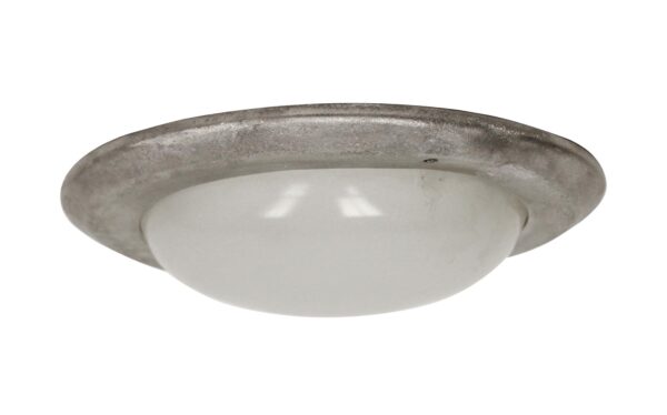 Globes & Shades - 1970s Industrial Recessed Light Cover With Milk Glass Lens Globes & Shades - 1970s Industrial Recessed Light Cover With Milk Glass Lens