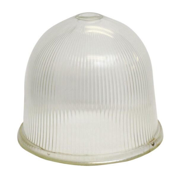 Clear domed glass globe shade with vertical ribbing and a rounded top opening.