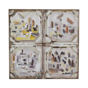 Hand Painted Panels - Handmade Abstract Mladen Novak Quadrant Antique Tin Panel