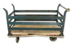 Industrial - 1940s Industrial 5 ft Metal Cart on Wheels