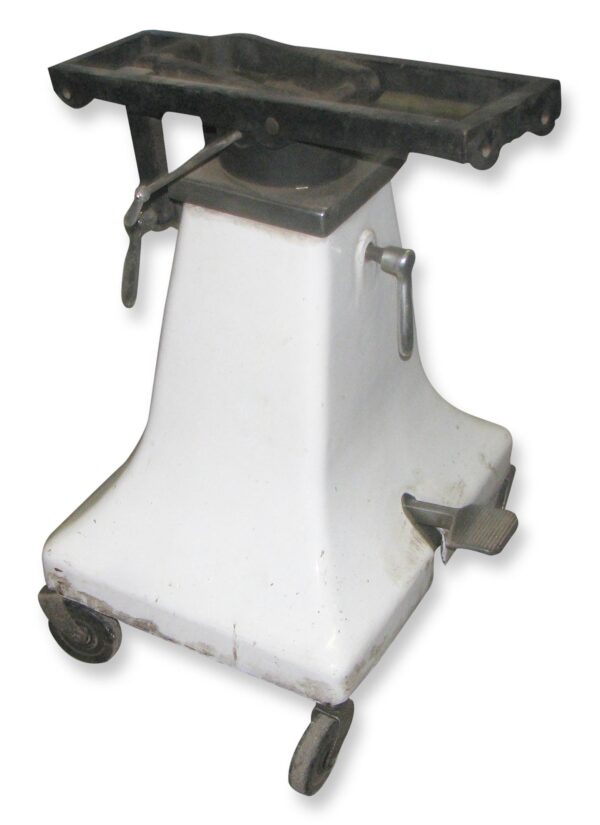 Industrial - Art Deco Enamel Over Cast Iron Rolling Table Base