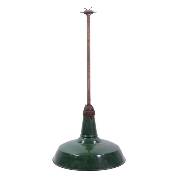 Industrial & Commercial - 18 in. Green Enameled Steel Industrial Factory Pole Pendant Light