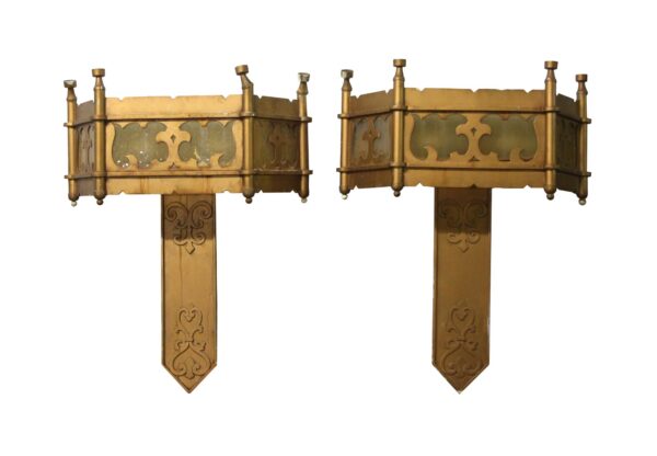 Industrial & Commercial - 1920s Large Gothic Metal & Glass Wall Sconces