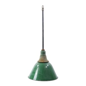 Industrial & Commercial - 1940s 19 in. Green Steel Enameled Factory Pole Pendant Light