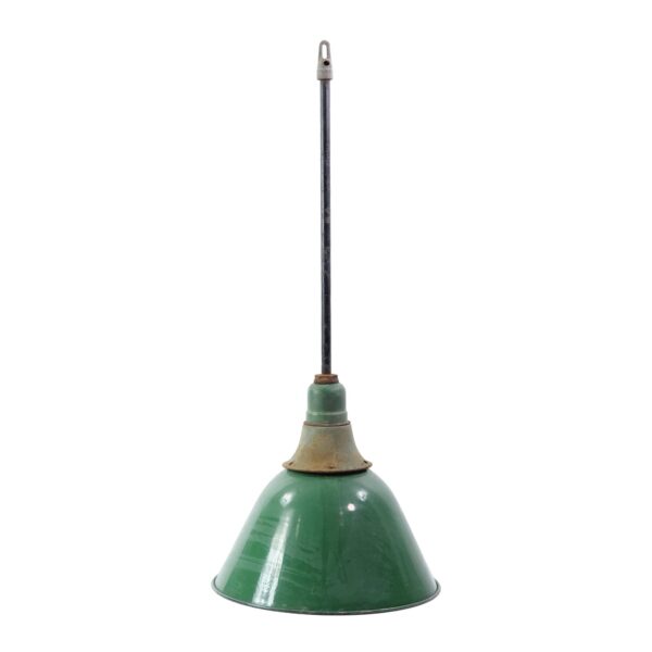 Industrial & Commercial - 1940s 19 in. Green Steel Enameled Factory Pole Pendant Light