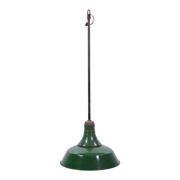 Industrial & Commercial - 20.5 in. Green Enameled Steel Industrial Factory Pole Pendant Light